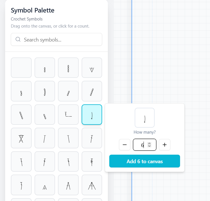 Symbols placed in a row from the count popover.