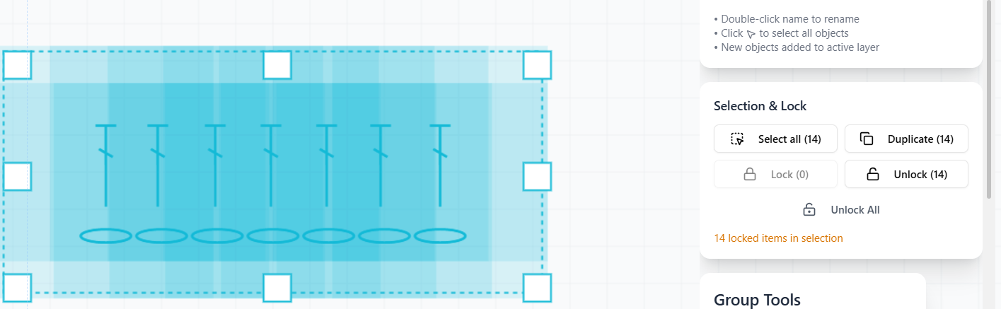 Selection & Lock panel — Lock, Unlock, and Unlock All.